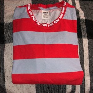 Red and blue stripped long sleeve tee by PINK